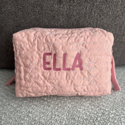 Star Diaper Pouch | Pale Pink or Grey Green | Machine Embroidery