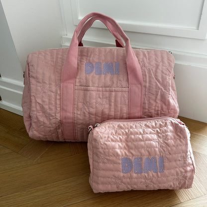 Star Bag & Pouch Bundle | Overnight Bag + Pouch in Pink or Grey| Machine Embroidery