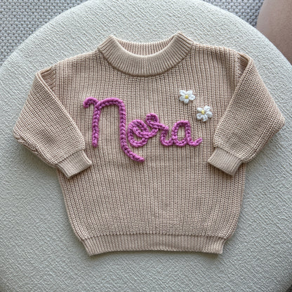 Custom Name Sweater | Multiple Colors Oversized Knit Newborn to 6 Years
