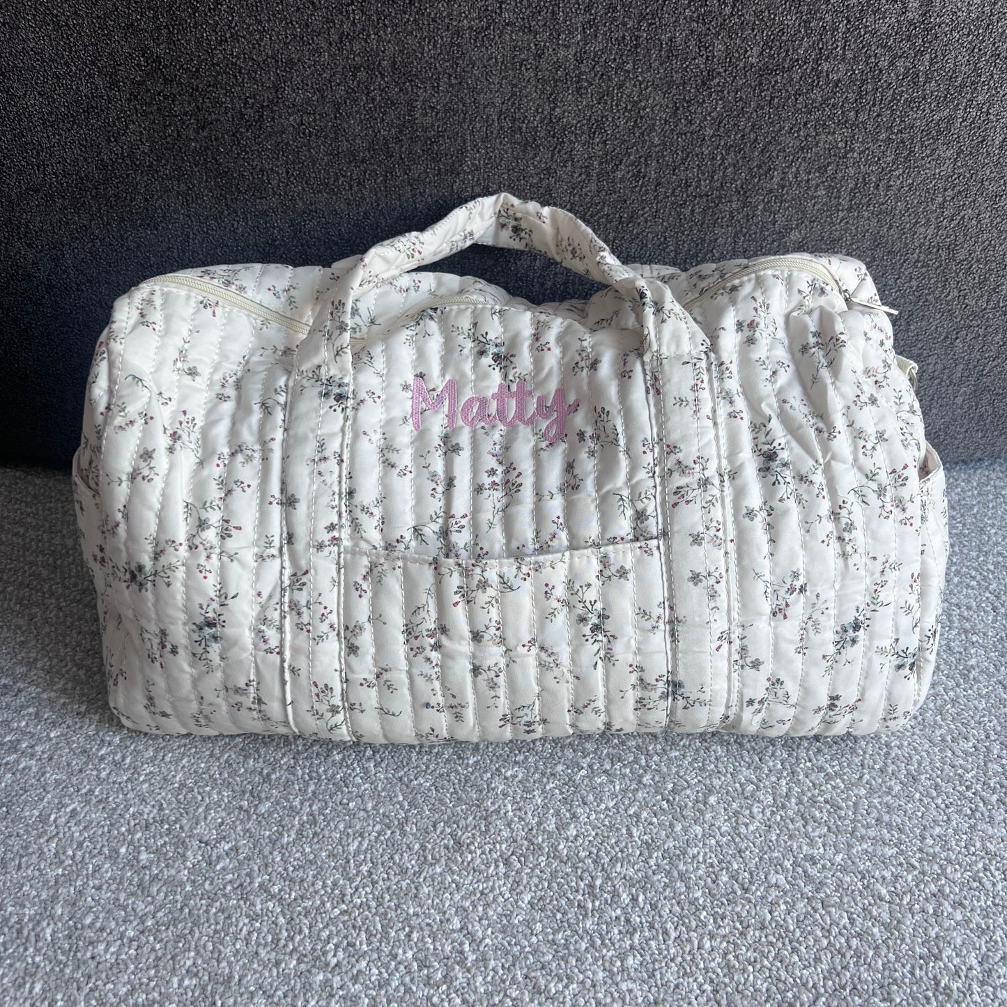 Floral Diaper Bag / Overnight Bag | Machine Embroidery
