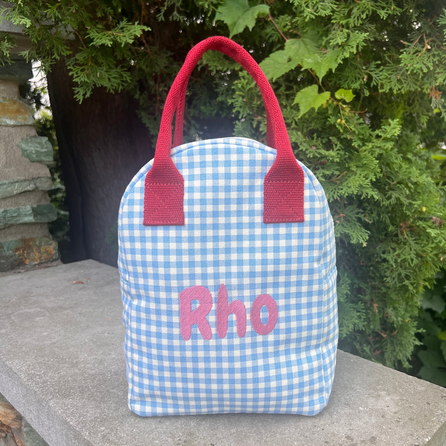 Custom Lunch or Snack Bag Light Blue Gingham | Clean, Non-Toxic Machine Washable (Copy)