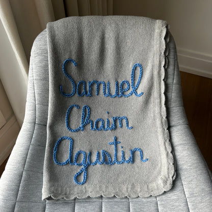Grey Scalloped Edge Blanket | Gender Neutral baby blanket