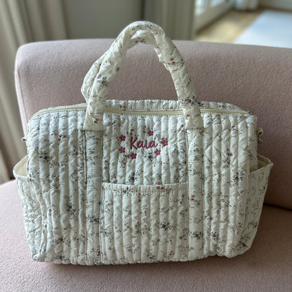 Floral Diaper Bag / Overnight Bag | Machine Embroidery