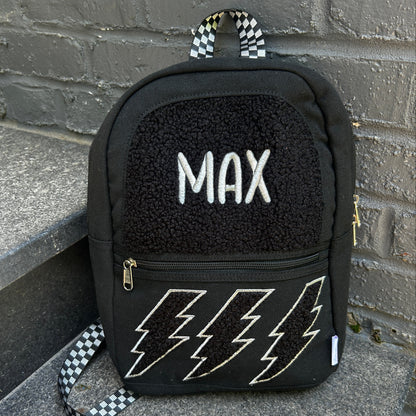 Black Toddler Lightning Bouclé Backpack