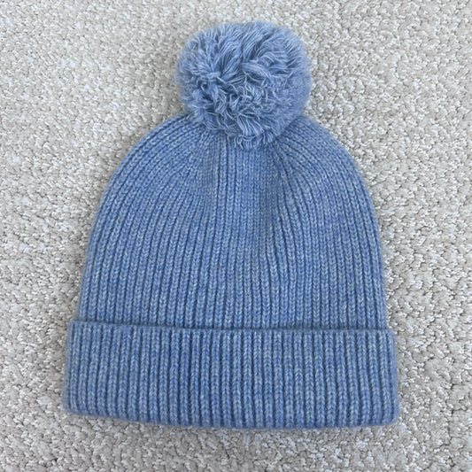 Blue Pompom Toddler Hat | 2-6 Years Old