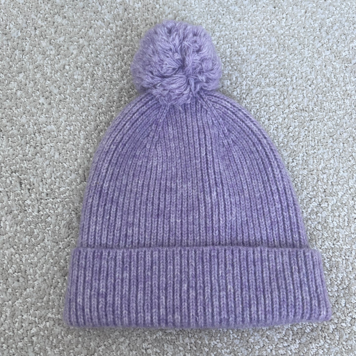 Purple Pompom Kids Hat | 5-10 Years Old