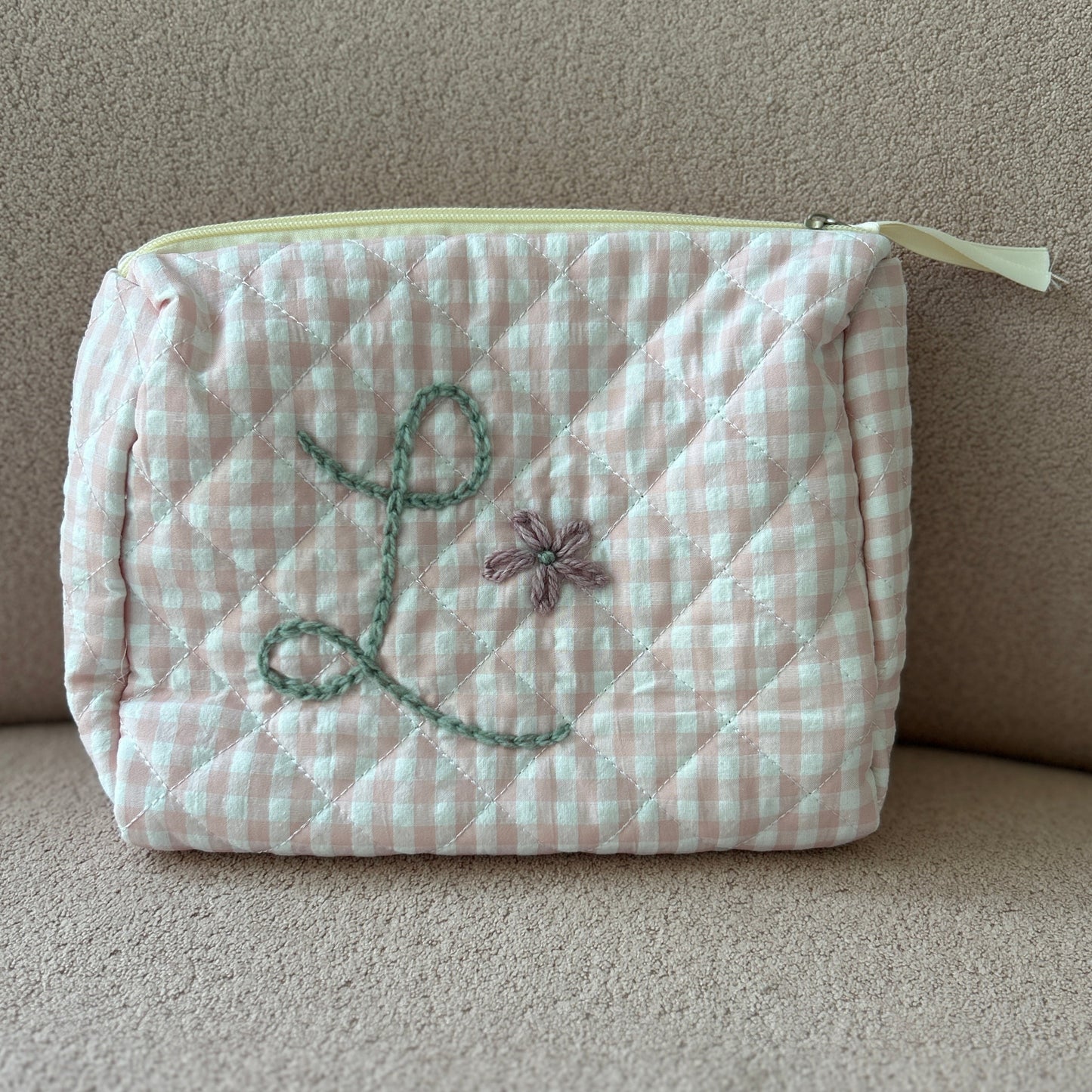 Gingham pouch - Purple | Available in Pink, Green or Purple
