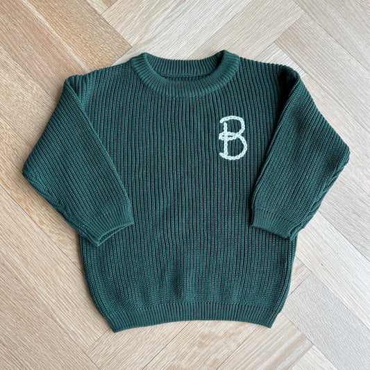Custom Initial Sweater : Classic Oversized Knit Sweater for Babies & Toddlers