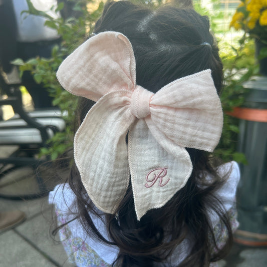Oversized Bow Clip | Hair accessory for toddlers & Girls | Machine Embroidery
