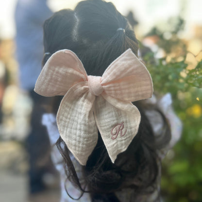 Oversized Bow Clip | Hair accessory for toddlers & Girls | Machine Embroidery