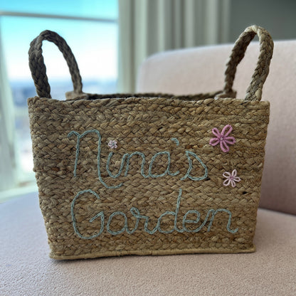Rectangular Jute Basket | Custom Bin for storage, gardening, organizing