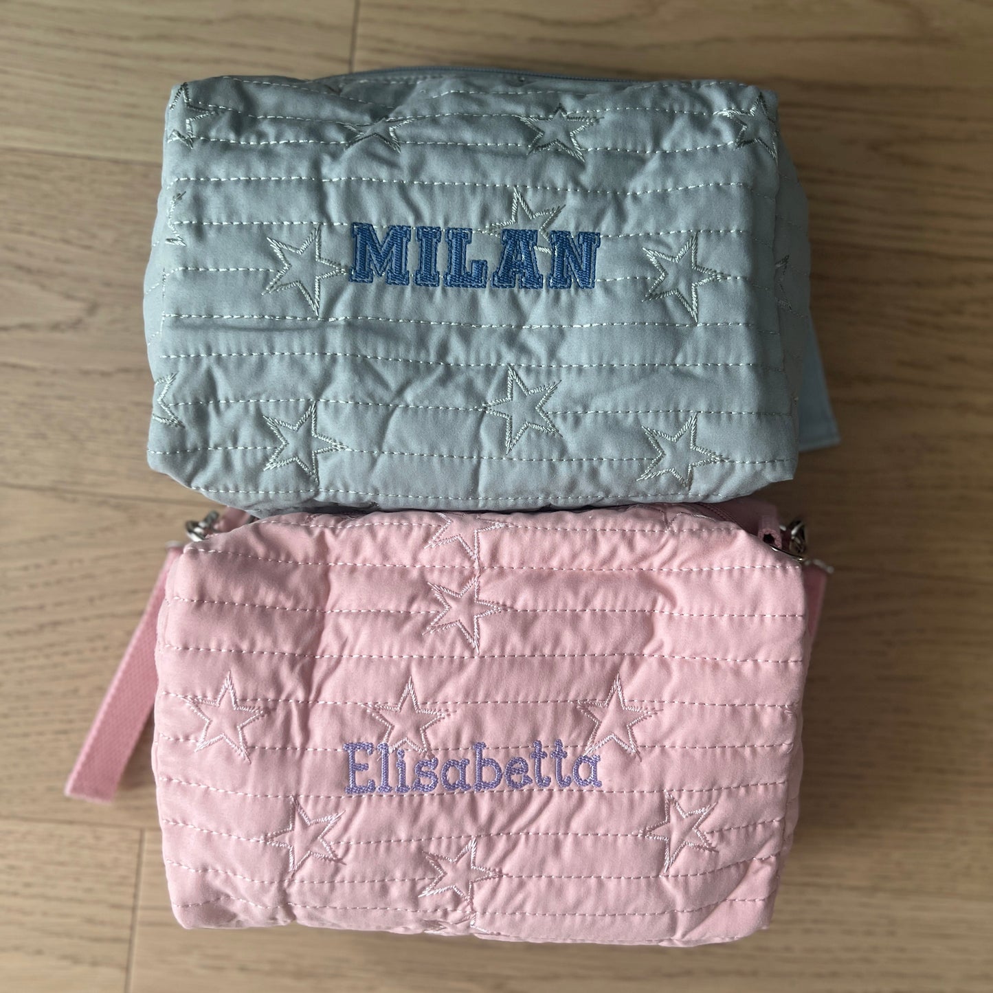 Star Diaper Pouch | Pale Pink or Grey Green | Machine Embroidery