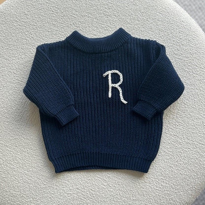 Initial Sweater | Multiple Colors Oversized Knit Newborn to 6 Years