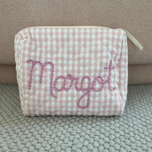 Gingham pouch | Available in Pink, Green or Purple