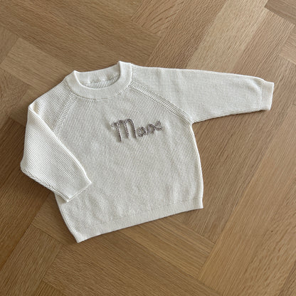 Waffle Straight Cut Sweater | Blue or Ivory 6 Months to 4 Years