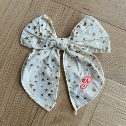 Oversized Bow Clip | Hair accessory for toddlers & Girls | Machine Embroidery