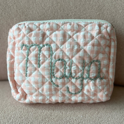 Gingham pouch | Available in Pink, Green or Purple