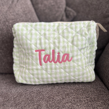 Gingham pouch | Available in Pink, Green, Purple or Blue
