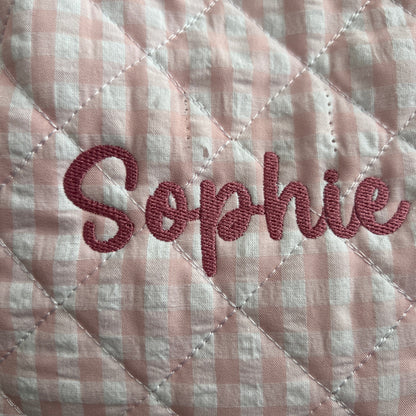 SOPHIE pink gingham pouch | SEE DESCRIPTION