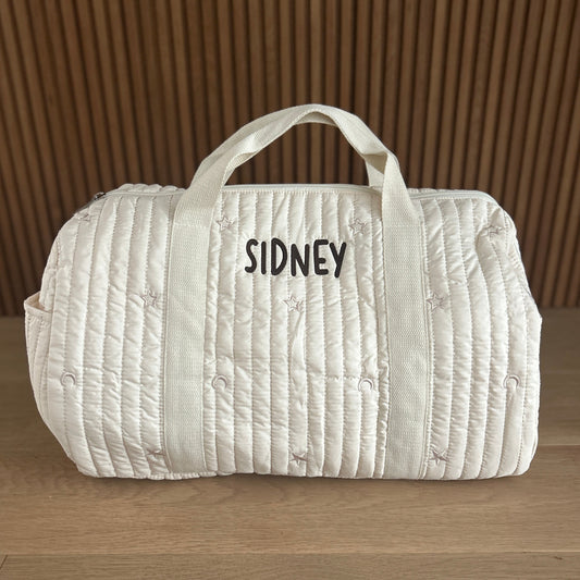 Star Diaper Bag / Overnight Bag CREAM | Machine Embroidery