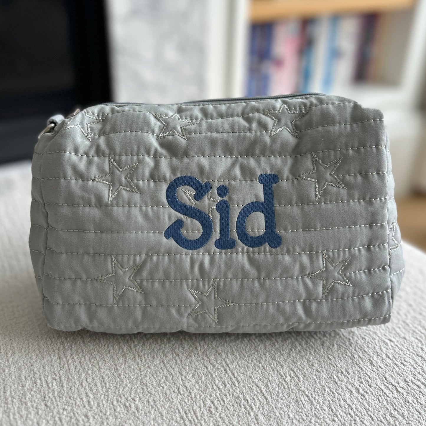 Star Diaper Pouch | Grey Green or Pale Pink | Machine Embroidery