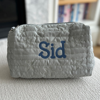 Star Diaper Pouch | Grey Green or Pale Pink | Machine Embroidery