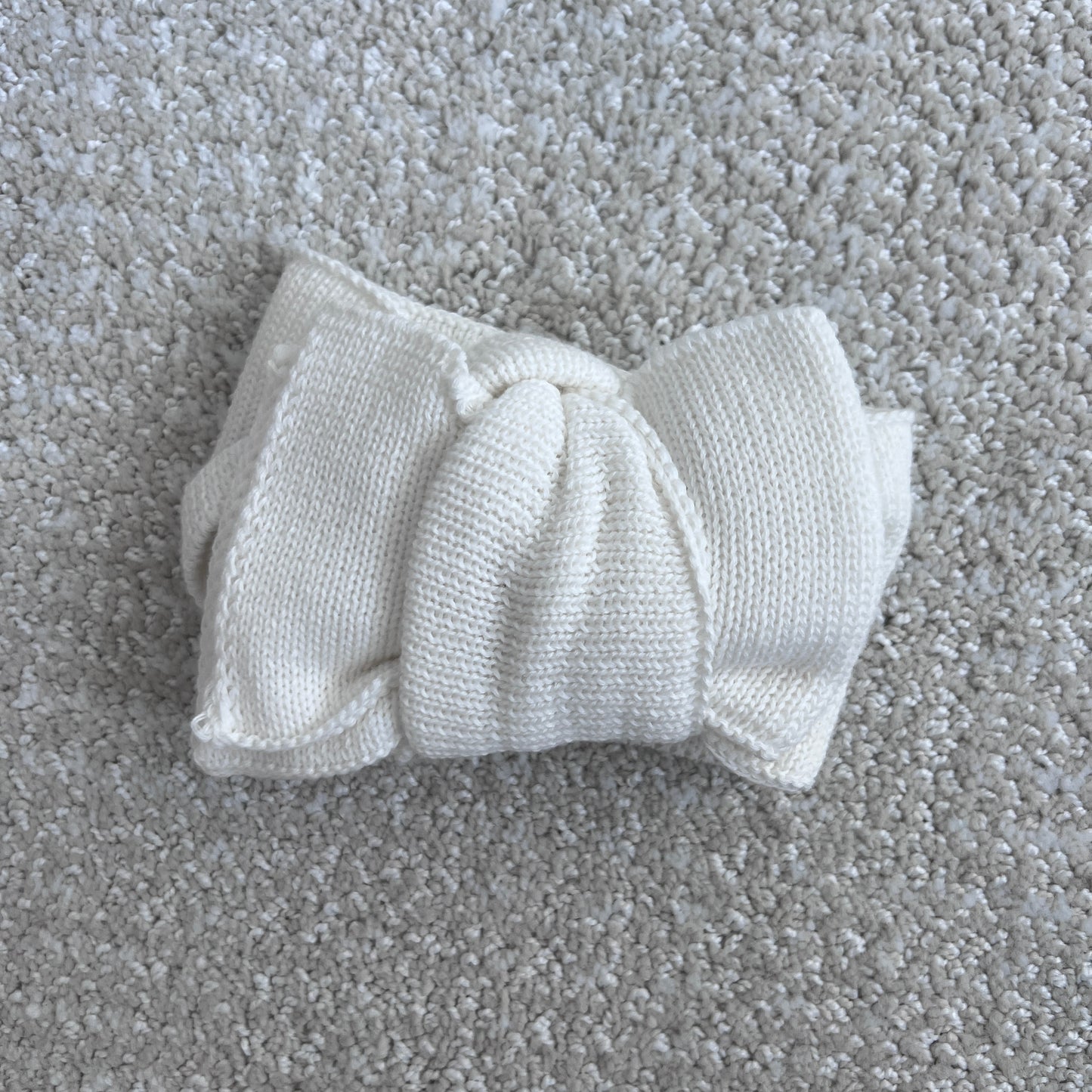 Oversized White Knit Initial Headband Bow