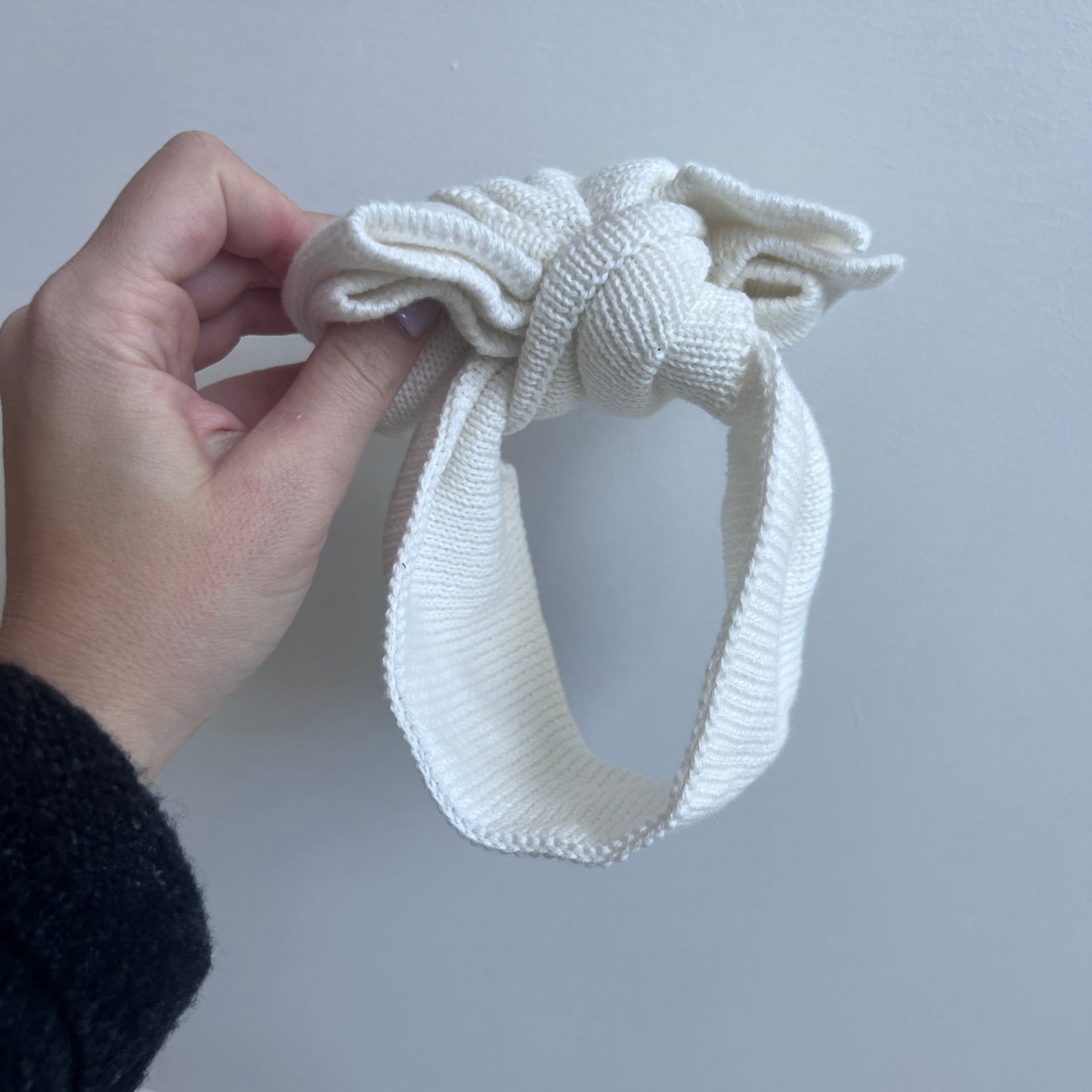 Oversized White Knit Initial Headband Bow