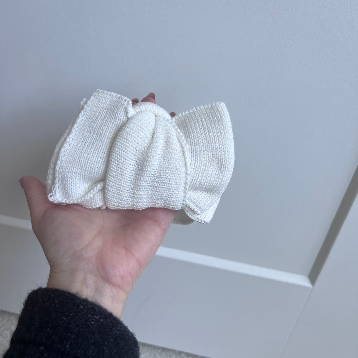 Oversized White Knit Initial Headband Bow