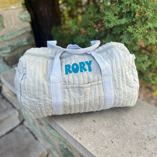 Star Diaper Bag / Overnight Bag GREY GREEN | Machine Embroidery