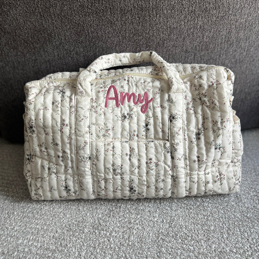Floral Diaper Bag / Overnight Bag | Machine Embroidery