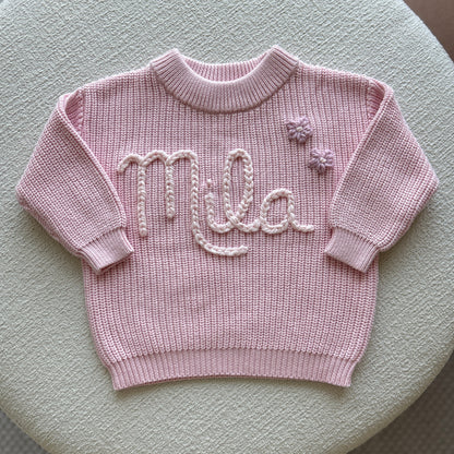 Custom Name Sweater | Multiple Colors Oversized Knit Newborn to 6 Years