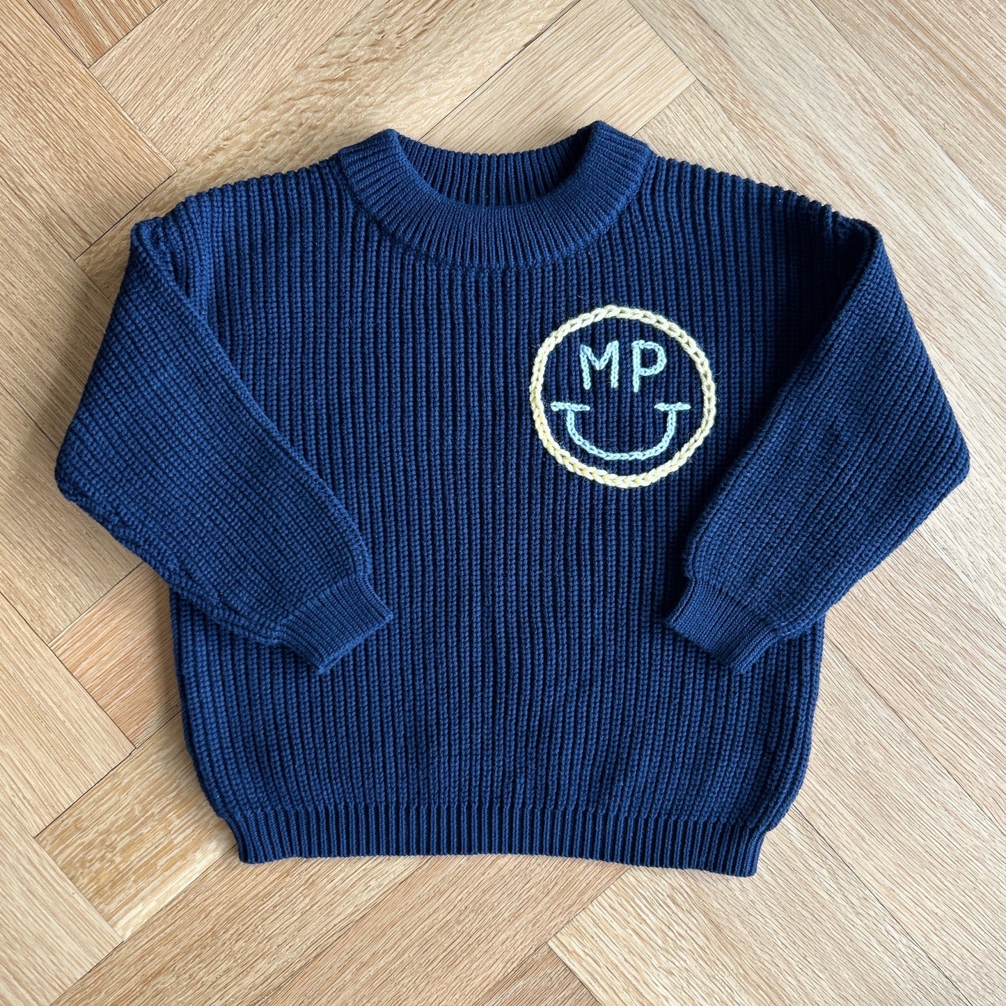 Smiley Initial Classic Knit Sweater | Custom Smiley Face Sweater