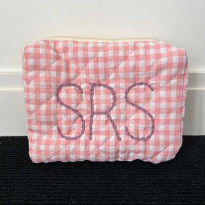 Gingham pouch | Available in Pink, Green or Purple