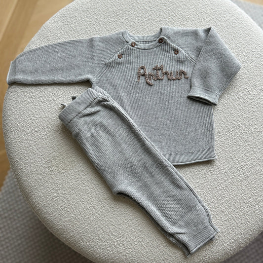 Newborn Cozy 2 Piece Button Set | Newborn Set in Beige or Grey