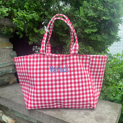 NEW Gingham Tote Bag | Black or Red | 2 Sizes available