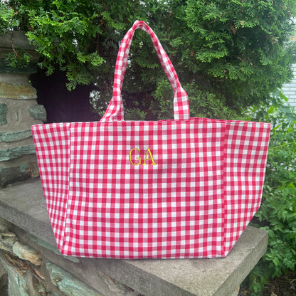 NEW Gingham Tote Bag | Black or Red | 2 Sizes available