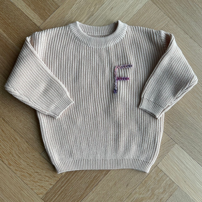 Initial Sweater | Multiple Colors Oversized Knit Newborn to 6 Years