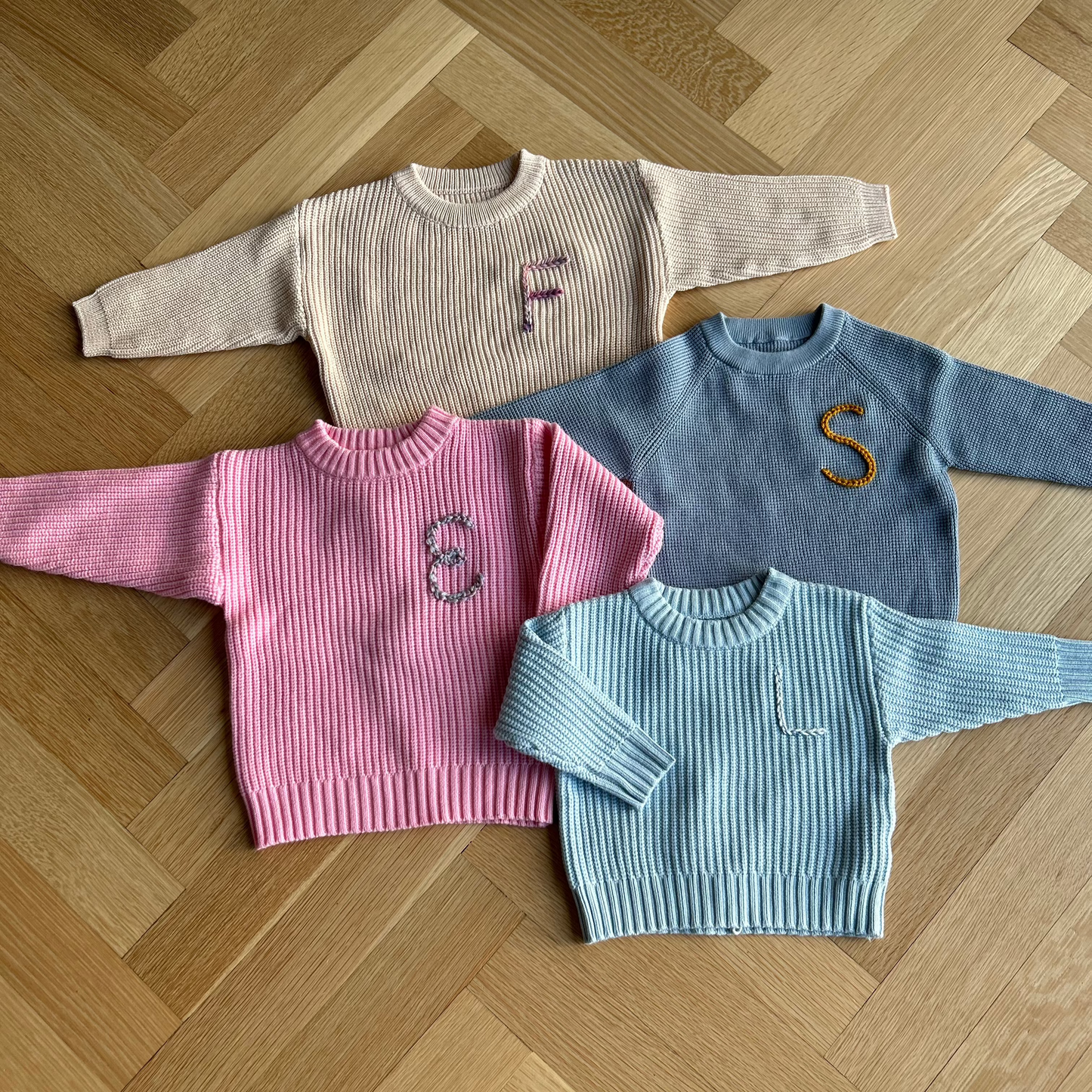 Initial Sweater | Multiple Colors Oversized Knit Newborn to 6 Years