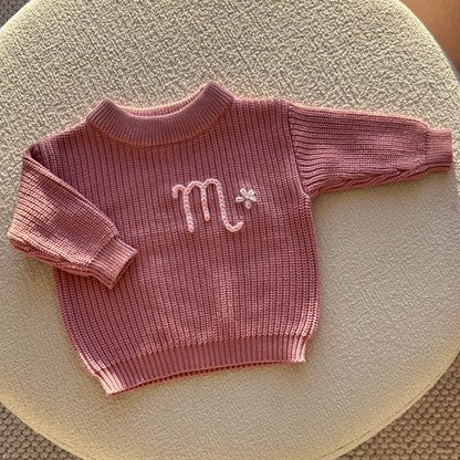 Initial Sweater | Multiple Colors Oversized Knit Newborn to 6 Years