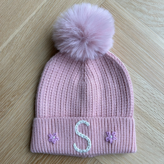 Baby Pink Toddler Pom Pom Hat | 9 Months to 6 Years