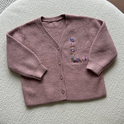 Cashmere Blend Cardi | Premium Collection Cardigan in blush & beige
