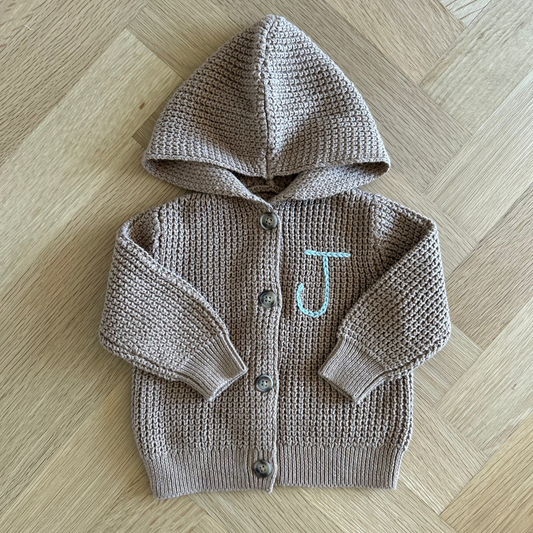 Hooded Waffle Cardigan | BROWN