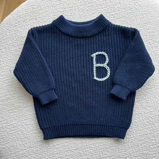 Initial Sweater | Multiple Colors Oversized Knit Newborn to 6 Years