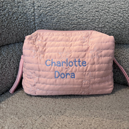 Star Diaper Pouch | Pale Pink or Grey Green | Machine Embroidery