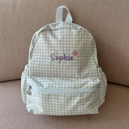 Gingham Toddler Backpack | Beige, Pink, Blue or Grey