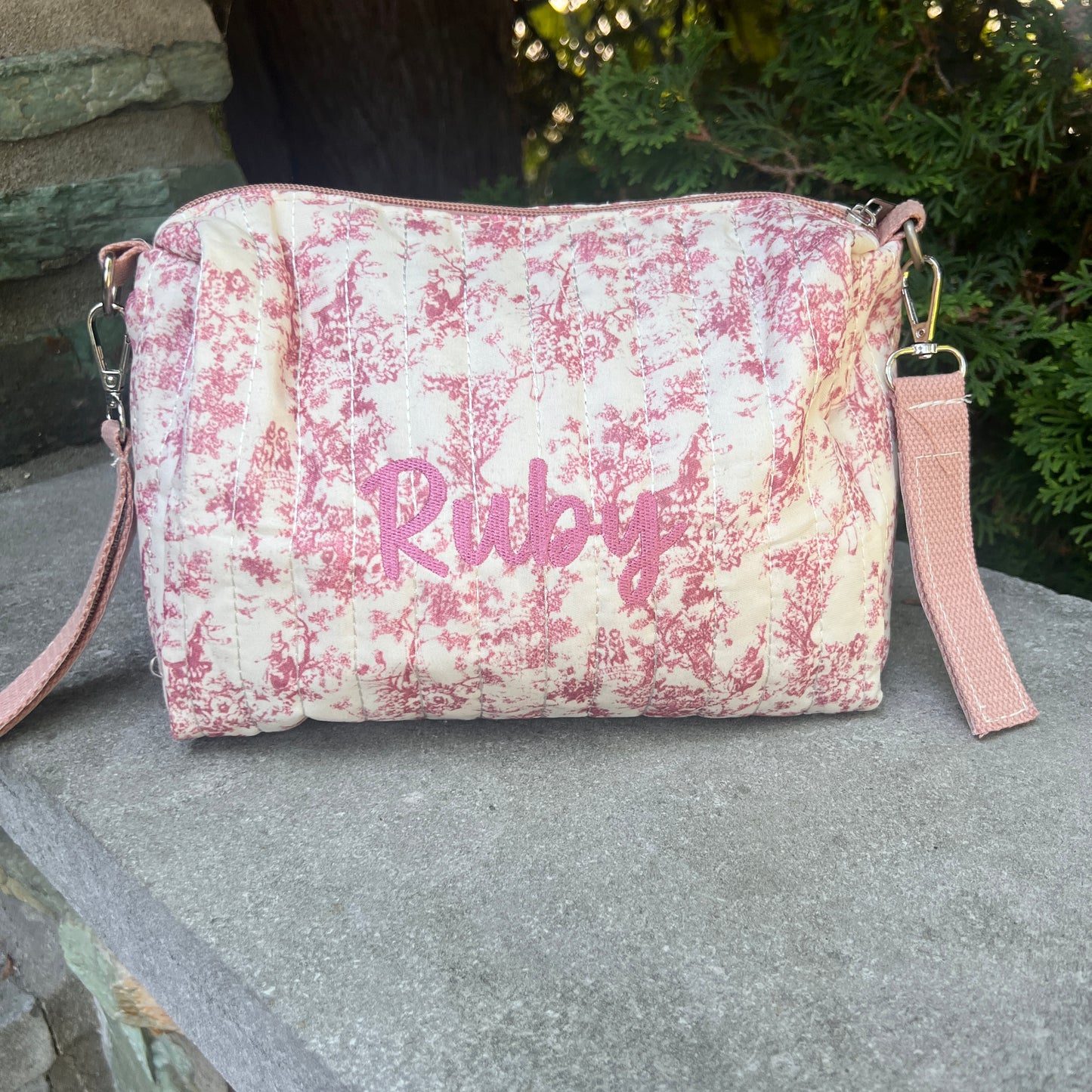 Toile Design Pouch | Blue or Blush
