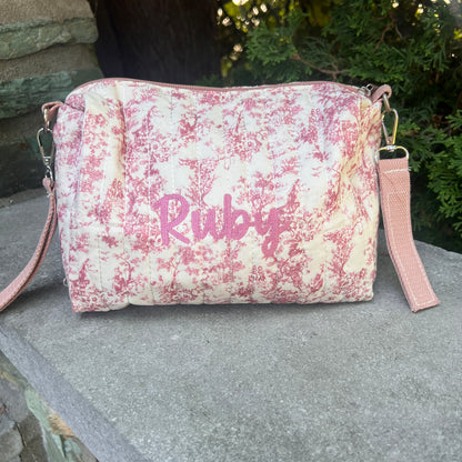 Toile Design Pouch | Blue or Blush