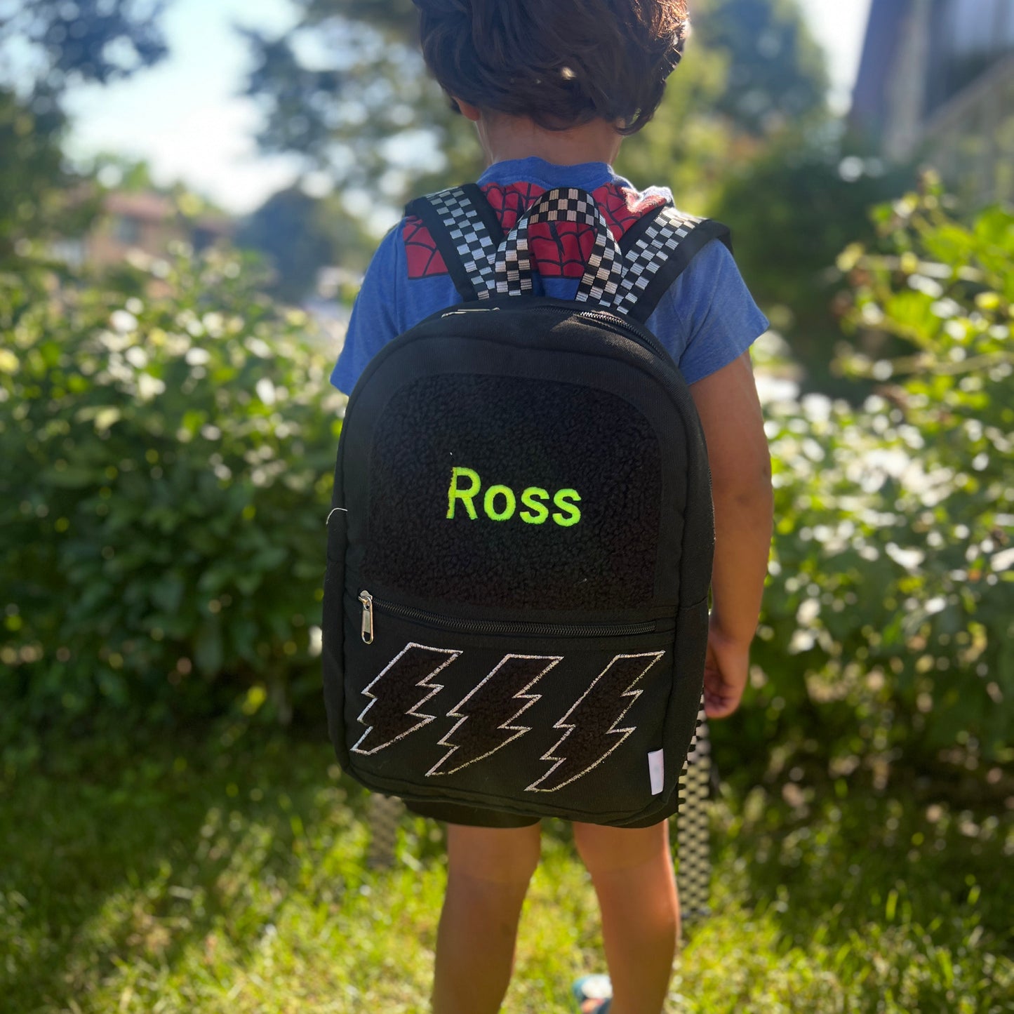 Black Toddler Lightning Bouclé Backpack