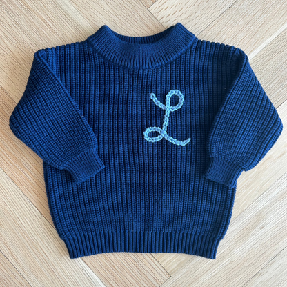 Initial Sweater | Multiple Colors Oversized Knit Newborn to 6 Years